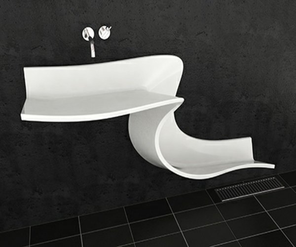 Umývadlo Abisko a pozadie v čiernej farbe unikátne umývadlo-kúpelňa-čierna-stena-kachľová batéria