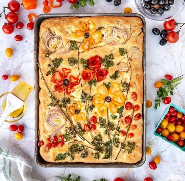 Recept na záhradný recept na Foccacia kvetinový chlieb so zeleninou Foodtrends 2020