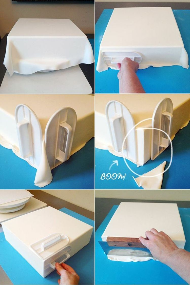 Fondant-poťahovanie koláča-návod-rezanie-hladenie-ľahké