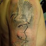 Az alkalmazott gólya tetoválás eredeti változata - a rajz alkalmas baba tetoválással rendelkező gólyára