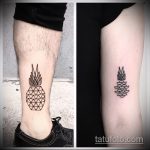 Odličan primjer napravljene tetovaže ananasa - crtež je prikladan za tetovažu ananasa na nozi