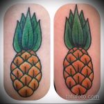Izvorni primjer gotove tetovaže ananasa - crtež je prikladan za tetovažu ananasa na nozi
