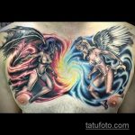 A meglévő angyal és démon tetoválás remek példája - a rajz alkalmas egy angyal és egy lány démonának tetoválására