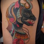 Egy teszt példa egy kész Anubis tetoválásra - a rajz alkalmas Anubis tetoválásra súlyokkal