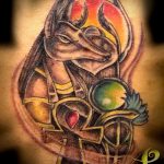 Az elvégzett Anubis tetoválás tesztverziója - a rajz alkalmas Anubis tetováláshoz a vállán