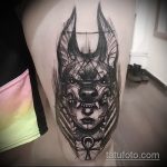 Egy kipróbált példa egy elkészült Anubis tetoválásra - a rajz alkalmas a karon lévő Anubis tetováláshoz