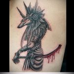 Eredeti példa a kivitelezett Anubis tetoválásra - a rajz alkalmas az egyiptomi Anubis istenek tetoválására