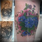 A meglévő árvácska tetoválás érdekes változata - a rajz alkalmas pillangós árvácskás tetováláshoz