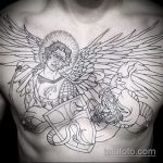 Jó példa Mihály arkangyal tetoválására - a rajz alkalmas Mihály arkangyal tetoválására a karvázlatokra