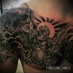 Egyedi példa Mihály arkangyal tetoválására - a rajz alkalmas Mihály arkangyal tetoválására a karvázlatokra