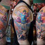 A Mihály arkangyal meglévő tetoválás egyedülálló változata - a rajz alkalmas Mihály arkangyal kardos tetoválására