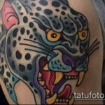 fotó a leopárd tetoválásról # 590 - a minta hűvös változata, amely sikeresen használható a leopárd tetoválás feldolgozására és alkalmazására a gyomorban