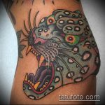 fotó a leopárd tetoválásról # 162 - a minta méltó változata, amelyet sikeresen lehet használni a feldolgozáshoz és a leopárd tetováláshoz a lábán