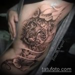 fotó a leopárd tetoválásról # 725 - a minta érdekes változata, amely sikeresen használható a leopárd tetoválás feldolgozására és alkalmazására a gyomorban