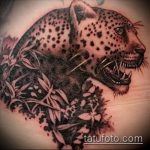 fotó a leopárd tetoválásról # 290 - a minta egyedülálló változata, amely sikeresen használható változtatásra és leopárdtetoválásként a vállára