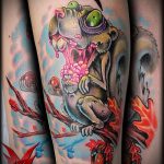 Érvényes példa egy meglévő mókus tetoválásra - a rajz alkalmas a lábán lévő mókus tetoválásra