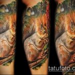 A mókus tetoválásának tesztverziója - a rajz alkalmas a mókus és a nyíl tetoválásának fényképére