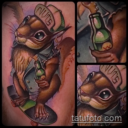 Fotó egy mókus tetoválásról - lehetőségek a kész tetoválások közül