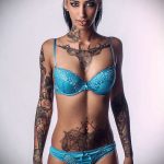 136. számú bikini tetoválás - a minta egyedi változata, amely sikeresen használható a finomításhoz és a mély bikini tetováláshoz