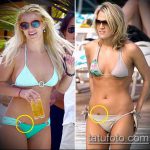 A bikini tetoválás # 215 a minta méltó változata, amelyet sikeresen lehet használni bikinis madár tetoválásként