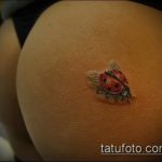 fotó a katicabogár tetoválásról a 137 -es számról - a minta hűvös változata, amely sikeresen használható változtatásra és alkalmazásra katicabogár -tetoválásként a realizmusban