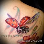 fotó a katicabogár tetoválásról # 835 - a minta érdekes változata, amelyet sikeresen lehet használni a katicabogár tetoválásán a lóherén