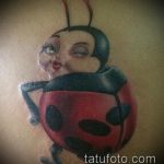 fotó a katicabogár tetoválásról, 343. szám - a minta méltó változata, amelyet sikeresen lehet használni a katicabogár tetoválásaként történő feldolgozásához és alkalmazásához