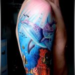 fotó a delfintetoválásról 314. sz. - a minta egyedi változata, amely jól használható a delfintetoválás átalakítására és felhelyezésére a bokára fényképként