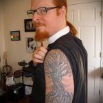 fotófa tetoválás № 931 - a minta exkluzív változata, amely jól használható a női fa tetoválás feldolgozásához és alkalmazásához