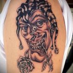 fotó a joker tetoválásról # 983 - a minta méltó változata, amely sikeresen használható a joker maszkban való tetoválásához és feldolgozásához