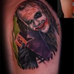 fotó a 191. számú joker tetoválásról - a minta hűvös változata, amely jól használható alakításhoz és tetoválásként alkalmazható a csapatból származó jokerhez