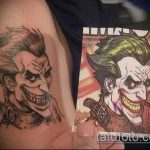 fotó a joker tetoválásról # 633 - a minta hűvös változata, amely sikeresen használható feldolgozásra és jokerként való alkalmazásra kalapos tetoválásban