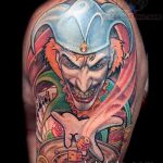fotó a joker tetoválásról № 689 - a minta exkluzív változata, amely sikeresen használható a joker kártya átalakítására és tetoválásként történő alkalmazására