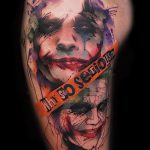 fotó a joker tetoválásról # 294 - a minta hűvös változata, amely könnyen átalakítható és alkalmazható joker tetoválásként a karon