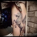 A meglévő egyszarvú tetoválás érdekes változata - a rajz alkalmas egyszarvú és szivárvány tetováláshoz