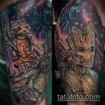 fotó a mosómedve tetoválásról, 435. sz. - a minta hűvös változata, amely sikeresen használható változtatásra és alkalmazásra, mint egy mosómedve tetoválás képe a borjún