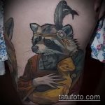 fénykép a mosómedve tetoválásról, 542. szám - a minta hűvös változata, amely sikeresen használható változtatásra és alkalmazásra, mint egy mosómedve tetoválás képe a borjún