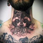 fénykép a mosómedve tetoválásról, 482. szám - a minta egyedi változata, amely könnyen használható változtatásra és alkalmazásra, mint egy mosómedve tetoválás képe a borján