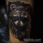 fénykép a mosómedve tetoválásról, 607. szám - a minta exkluzív változata, amely könnyen használható felülvizsgálathoz és alkalmazáshoz, mint egy mosómedve tetoválás képe a borjún