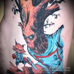 fénykép a mosómedve tetoválás 66 -os számáról - a minta hűvös változata, amely könnyen használható a mosómedve vázlatainak vázlatának rajzolásához tetoválásként