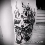 fénykép a mosómedve tetoválásról, 774. szám - a minta egyedi változata, amely jól használható a mosómedve vázlatainak vázlatának rajzolásához tetoválásként