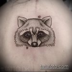 fotó a 20 -as mosómedve tetoválásról - a kép hűvös változata, amely jól használható egy mosómedve tetoválás átalakítására és felhelyezésére a vádliján fényképként