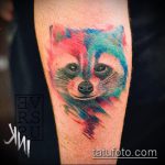 fénykép a mosómedve tetoválásról, 558. szám - a minta méltó változata, amely könnyen használható feldolgozásra és alkalmazásra, mint egy mosómedve tetoválás képe a borján