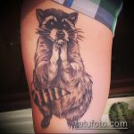 790. számú mosómedve -tetoválás fotója - a minta érdekes változata, amely jól használható változtatásra és alkalmazásra, mint egy mosómedve tetoválás képe a borjún