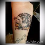 Az alkalmazott tetováló sündisznó érdekes változata - a rajz alkalmas tetováló sündisznóhoz és virágokhoz