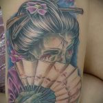 снимка на татуировка на гейша # 786 - готина версия на модела, която може лесно да се използва за преразглеждане и приложение като татуировка на гейша с ръкав