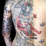 снимка на гейша татуировка # 405 - готина версия на модела, която може лесно да се използва за трансформиране и прилагане като татуировка на гейша на крака