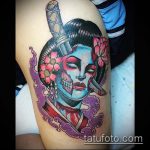 снимка на гейша татуировка # 169 - готина версия на модела, която може лесно да се използва за обработка и нанасяне като татуировка на гейша на бедрото