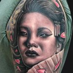 снимка на татуировка на гейша # 785 - готина версия на модела, която може лесно да се използва за преразглеждане и прилагане като татуировка на гейша с ръкав