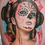 снимка на татуировка гейша # 681 - интересна версия на модела, която може успешно да се използва за преразглеждане и приложение като татуировка на гейша на бедрото